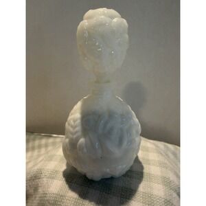 Vintage white milk glass perfume bottle With Stopper